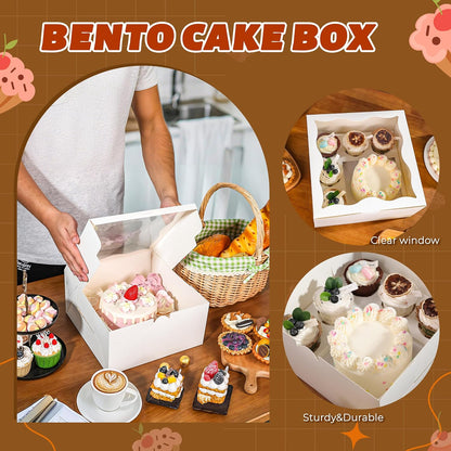 NPLUX 4 Pack 1+5 Bento Cake Cupcake Boxes with Window