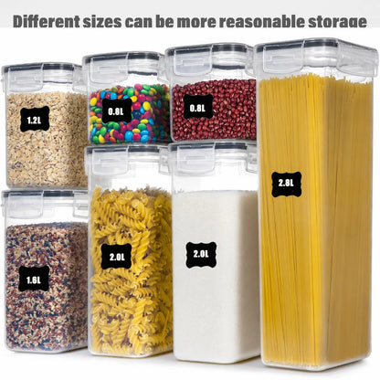 60/30/14 Pcs Clear Plastic Pantry Storage Containers Set, 30/15/7Jar+30/15/7Lids Airtight BPA Free Food Organization Set, Multi-Size Meal Prep Containers for Cereal, Rice, Pasta & Snacks