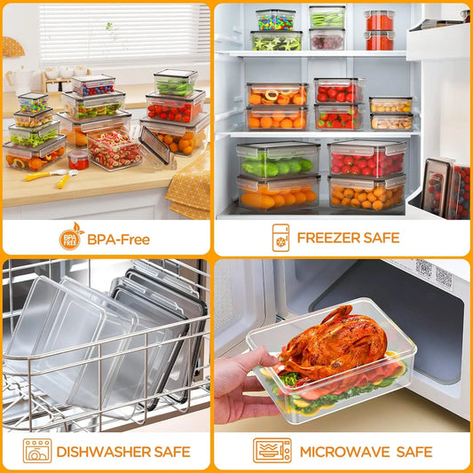 AISOON 40 PCS Airtight Food Storage Container Set - Anti-Leak, BPA-Free, Durable PP Food-Safe Plastic Meal Prep Containers with Lids, Stackable Kitchen Supplies Organizer for Busy Homes