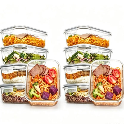 【Meal Prep】Vtopmart 18 Pack Glass Food Storage Containers with Lids -Stackable Design for Kitchen Utensils Oven Microwave Freezer Dishwasher Kitchenware Lunch Compartment Grey Rectangle Airtight Meal Prep,Large Storage,summerwins