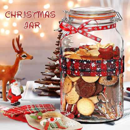 4-Pack 1 Gallon Wide Mouth Glass Storage Jars with Airtight Hinged Clamp Lids, Includes 1 Replacement Silicone Gasket, Large Mason Containers for Fermenting, Canning, Pickling and Preserving