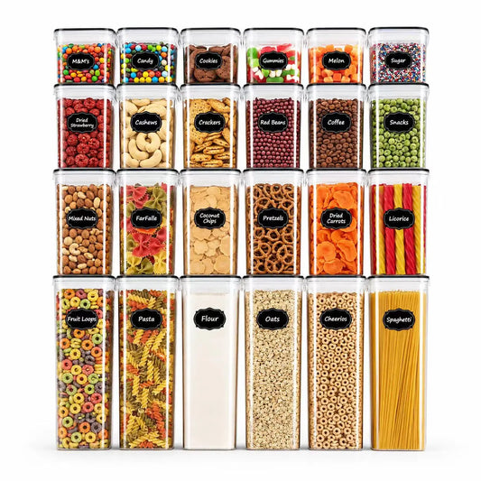 Large Airtight Food Storage Container - Clear Plastic Pantry Organizer for Grains, Cereal & Dry Goods, Stackable Kitchen Canister