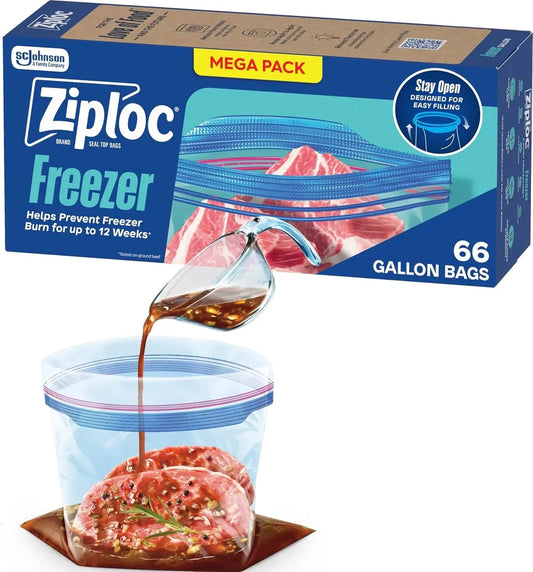 **Gallon Freezer Storage Bags, 66 Count, Stand-Up Bottom Food Storage Bags for Kitchen Storage, Meal Prep & Everyday Use**