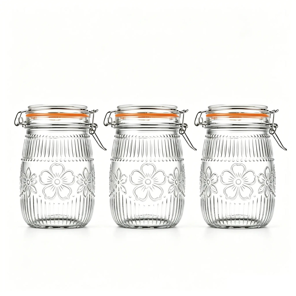 32oz Wide Mouth Thick Sturdy Retro Transparent Glass Mason Jar - Airtight Leakproof Flexible Rubber Cover with Metal Accents, Kitchen Preserving Container for Pickling, Food Storage, Kitchen Utensils & Gadgets,sohochic