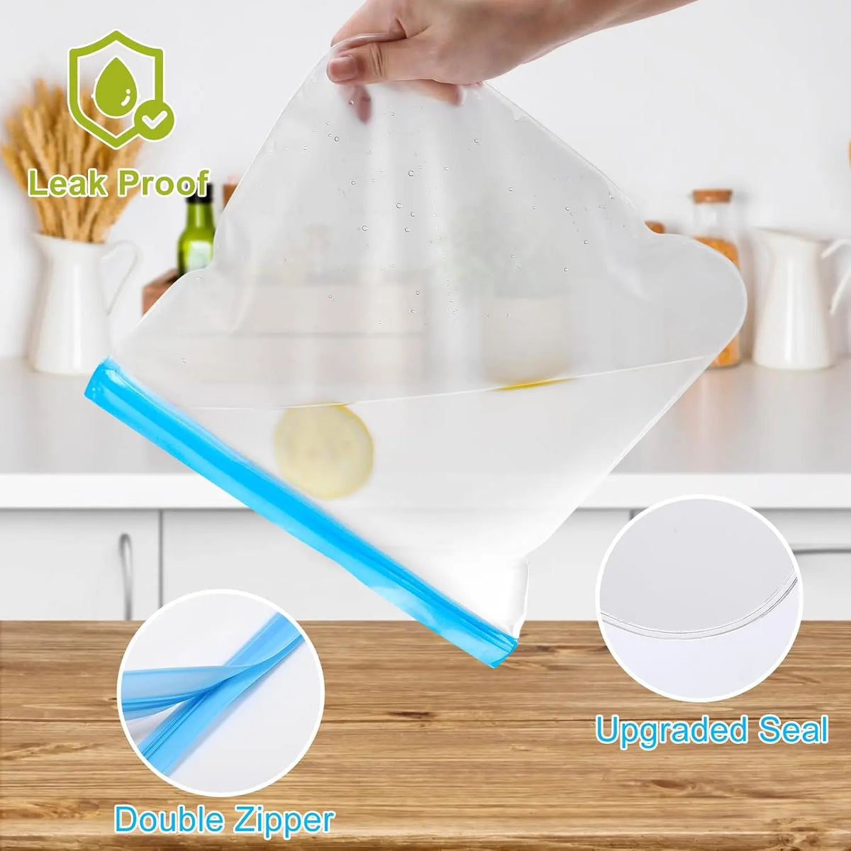 Pack Reusable Freezer Bags Dishwasher Safe, Food Storage Bags