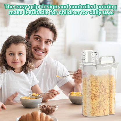 4-Pack Functional Airtight BPA-Free Plastic Rice Storage Canisters with Handles & Measuring Cups, Kitchen Gadgets Pantry Storage Containers for Flour, Beans, Dry Foods