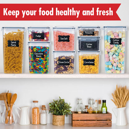 30-Pack BPA-Free Durable Plastic Airtight Food Storage Containers Set with Lids - Organized Food Storage Jars, Various Volumes (0.52L, 2.0L) Stackable for Kitchen & Pantry Organization (Fits Pasta, Utensils)