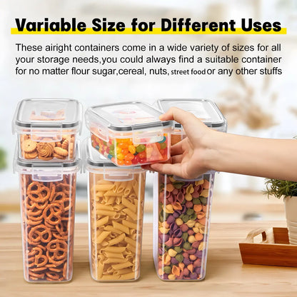 60/30/14 Pcs Clear Plastic Pantry Storage Containers Set, 30/15/7Jar+30/15/7Lids Airtight BPA Free Food Organization Set, Multi-Size Meal Prep Containers for Cereal, Rice, Pasta & Snacks