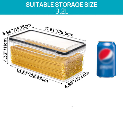 Airtight Food Storage Containers Set - 4-Piece 3.2L Plastic Kitchen Containers with Airtight Seal, Leak-Proof Lids, Reusable Organizer for Spaghetti Pasta, Storage Organization to Organize Kitchen Pantry, Prevent Contamination,sohochic