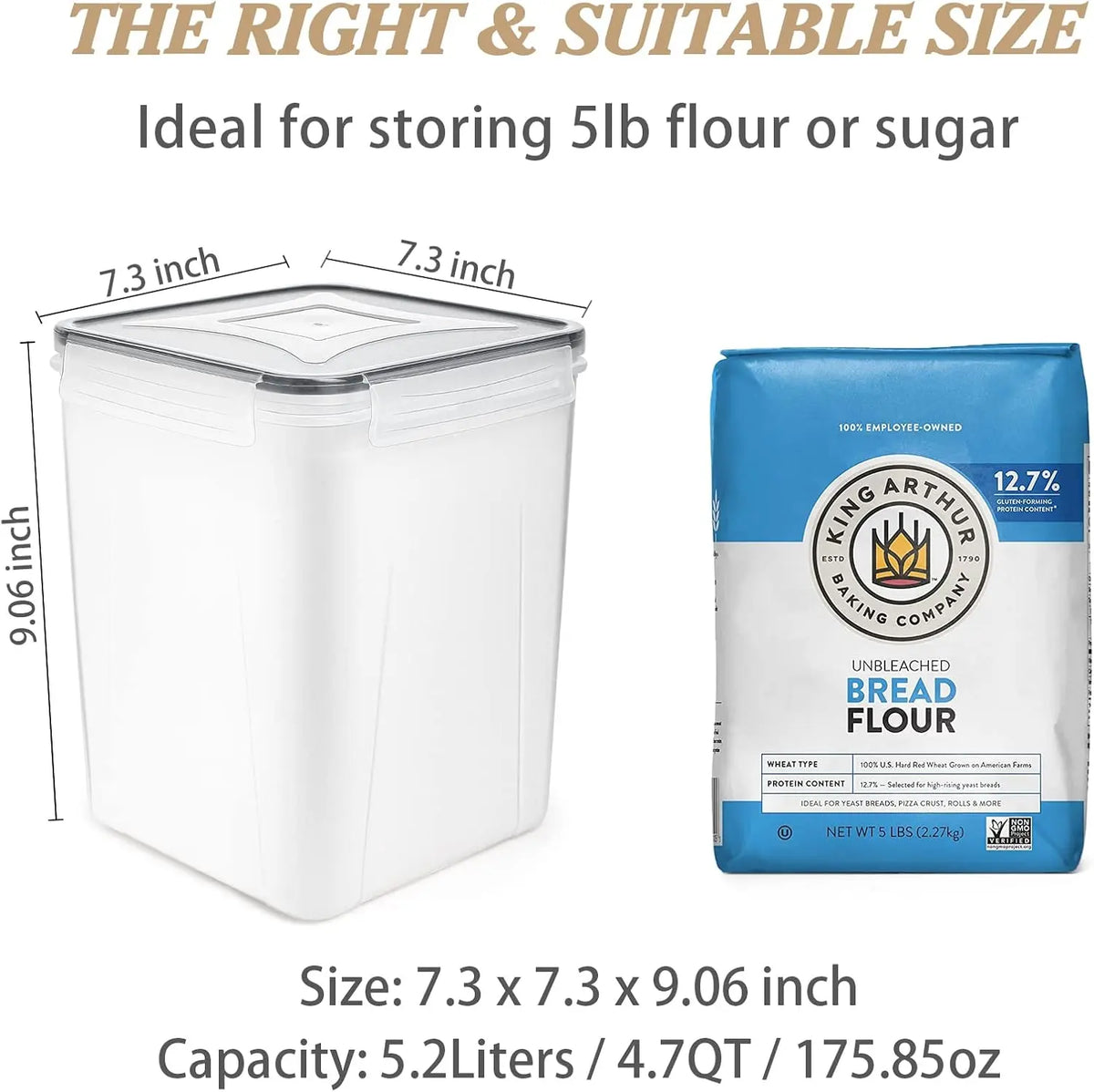 4 PCS Large Can-Shaped Food Storage Container Set, 5.2L/175oz Airtight Plastic Kitchen Canisters for Flour, Rice, Home Kitchen Baking Supplies, with Lids, 4 Measuring Cups & Labels, Black,sohochic