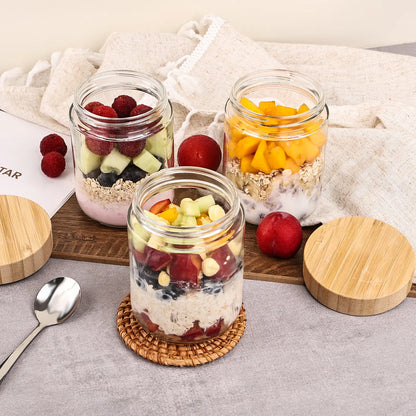 YUNCANG 6-Pack 16oz Wide Mouth Round Glass Jars with Airtight Bamboo Lids, Overnight Oats Jars & Picnic-Ready Canisters, Spice Stays Sealed Food Storage for Sugar Snacks Yogurt Meal Prep Kitchen, Canister,sohochic