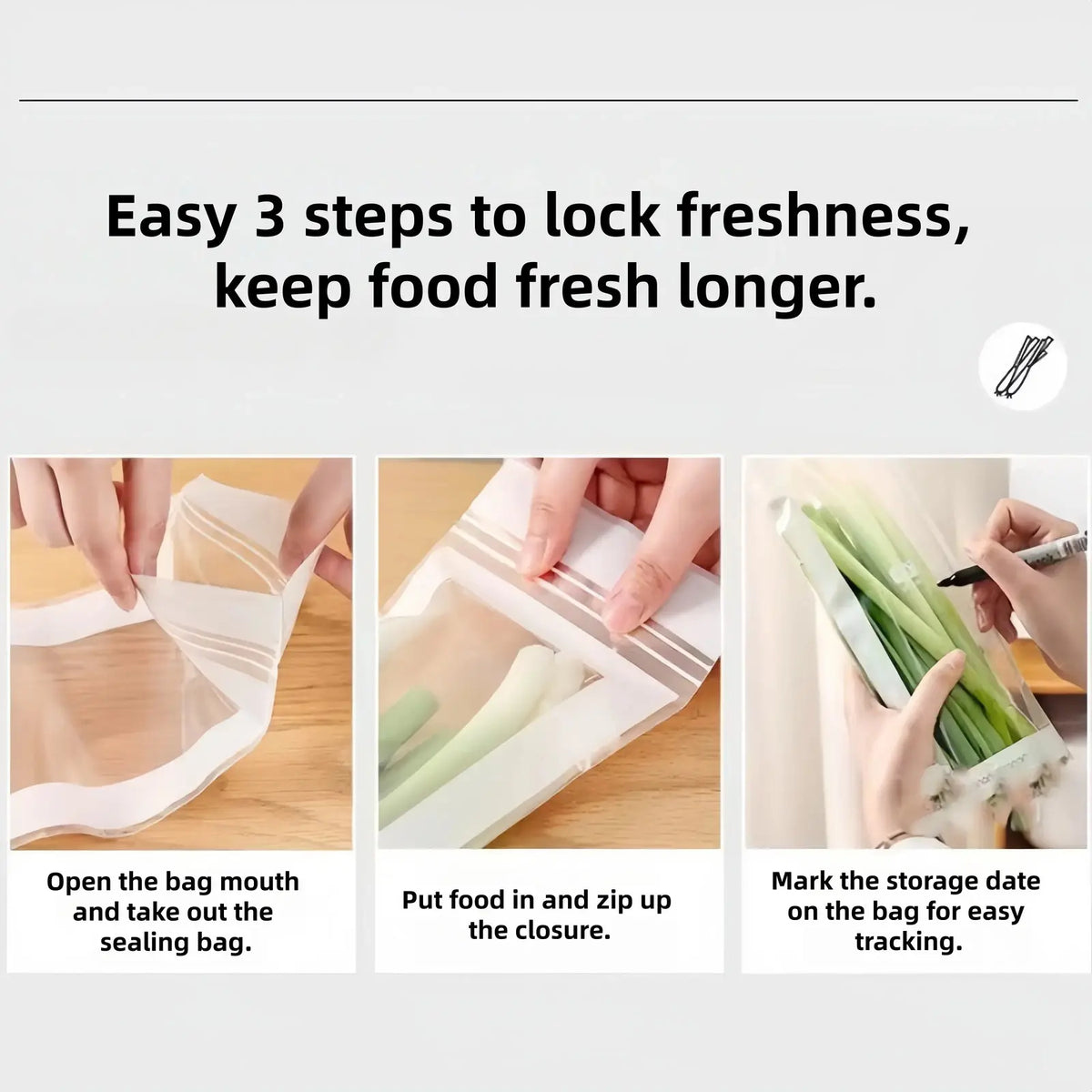 Thick Double Seal Reusable Food Storage Pouches, Food Grade Airtight Odor-Proof Freezer-Safe Bags for Refrigerator Organization & Portioning