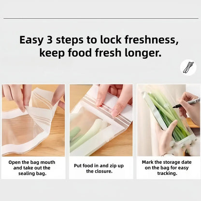 Thick Double Seal Reusable Food Storage Pouches, Food Grade Airtight Odor-Proof Freezer-Safe Bags for Refrigerator Organization & Portioning